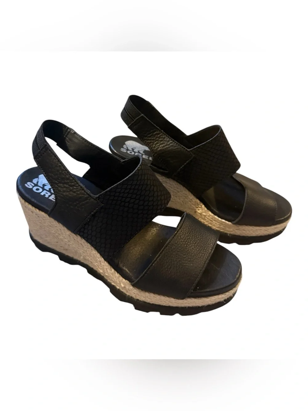Sorel Black Espadrille Platform Sandals